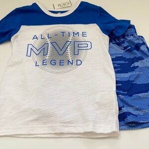 Athletic Matching Set white & royal blue 4T